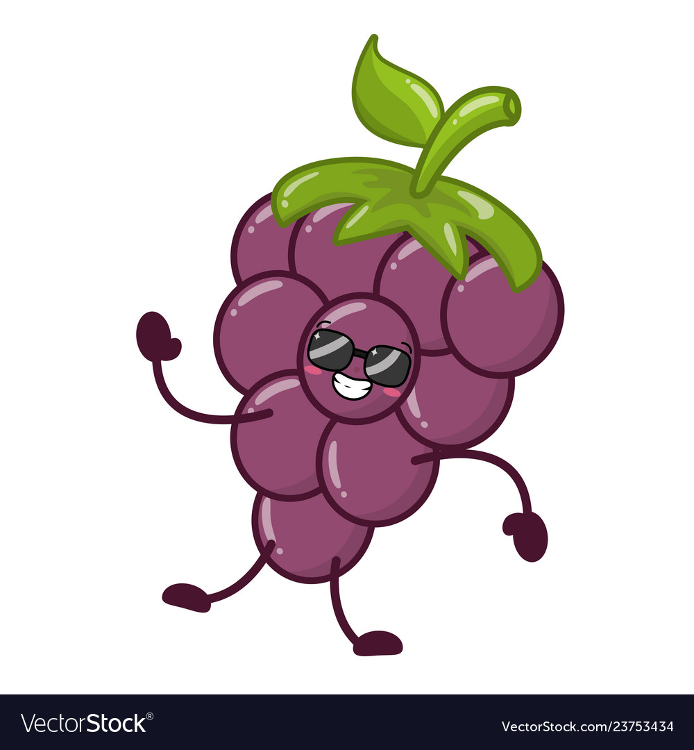 Kawaii grapes cartoon.