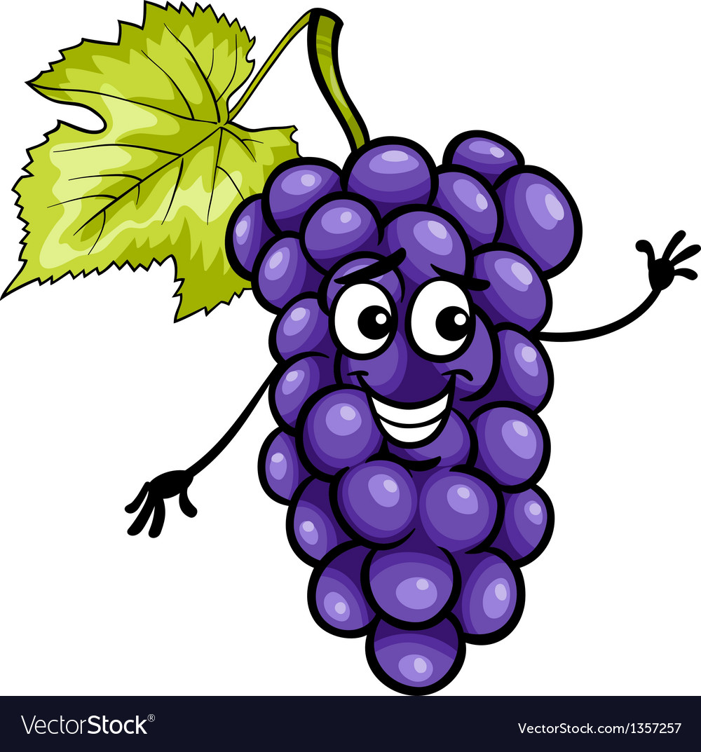 Funny blue grapes fruit cartoon