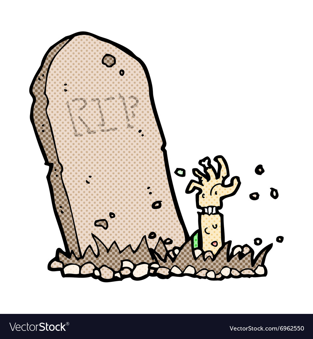 Comic cartoon zombie rising from grave vector image