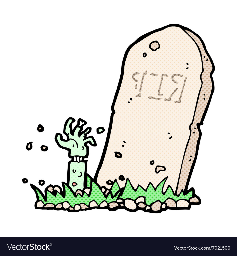 Comic cartoon zombie rising from grave vector image