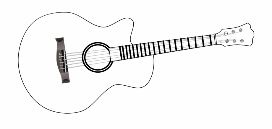 Guitar Black And White Acoustic Guitar Clipart Png