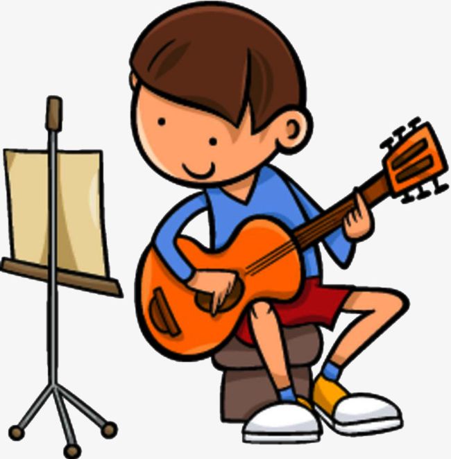 Kids play guitar.