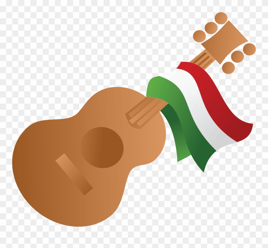 Free Clipart Of A Mexican Flag Draped On A Guitar