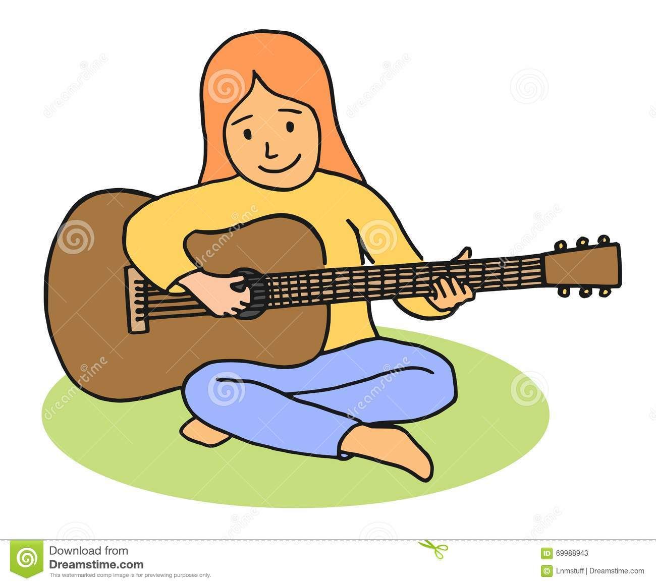 Cartoon girl playing guitar Stock Photos