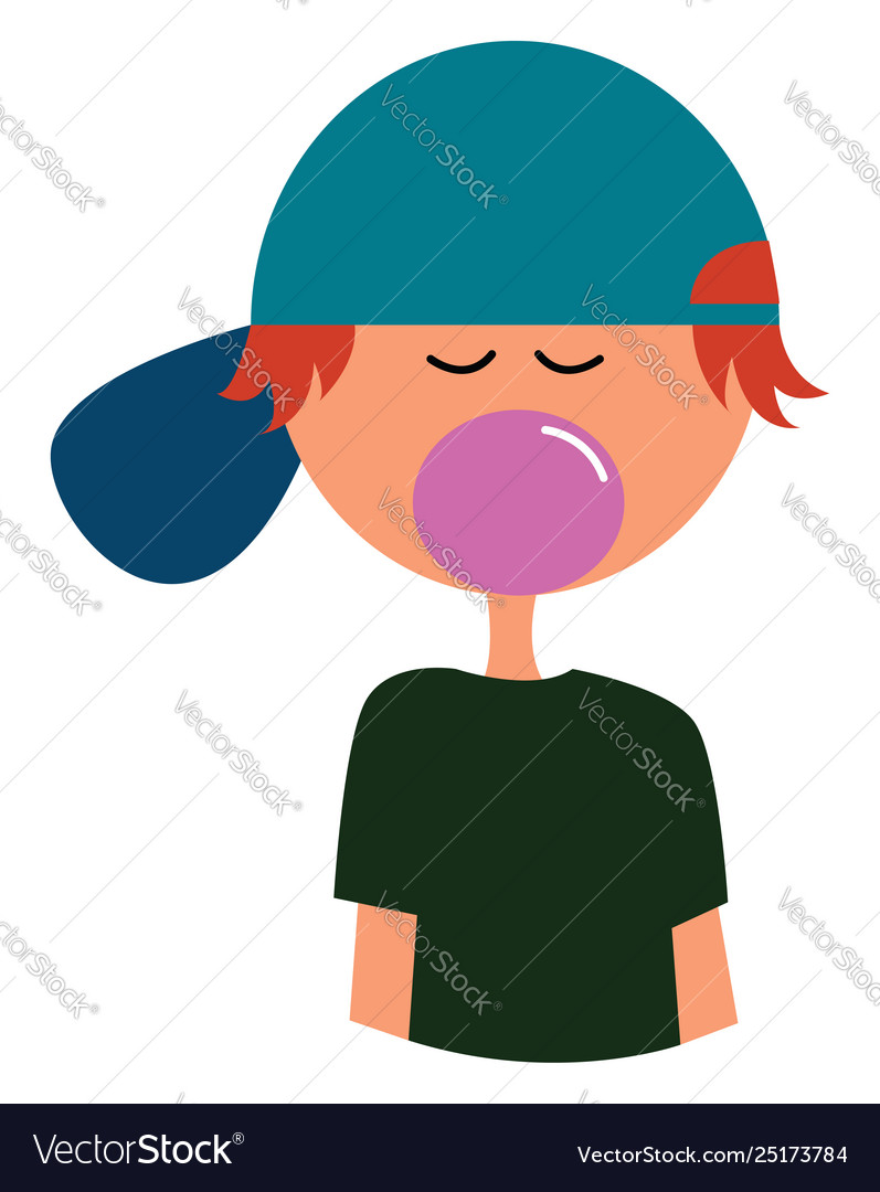 Clipart a boy blowing a bubble gum or color