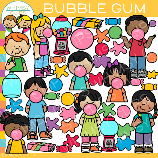 Kids and Bubble Gum Clip Art