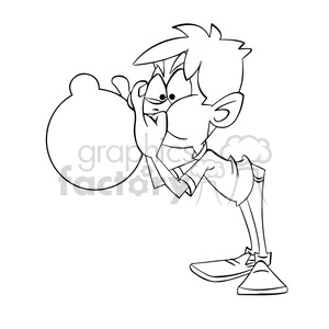 Black and white image of boy blowing bubble gum bubble nino inflando globo  negro clipart