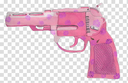 Girly Things s, pink floral revolver pistol transparent
