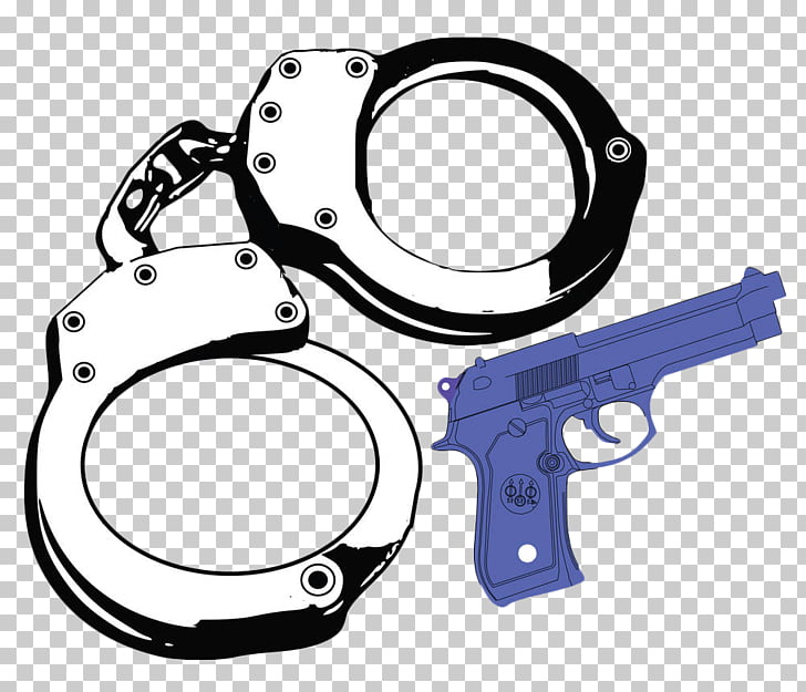 Police officer Handcuffs Firearm , Hand drawn handcuffs and