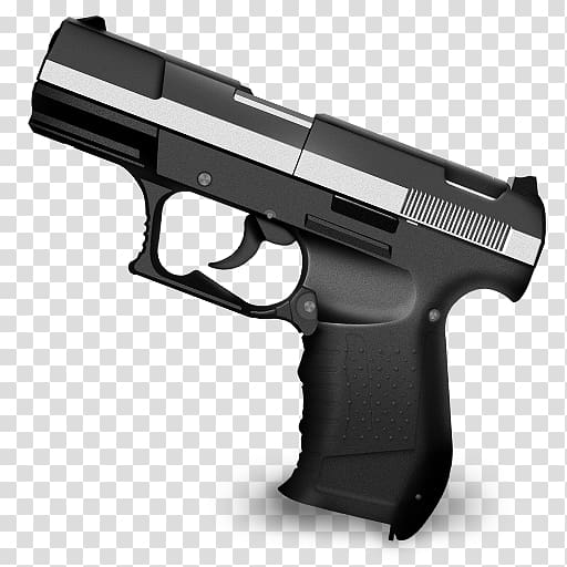 Black semiautomatic pistol.