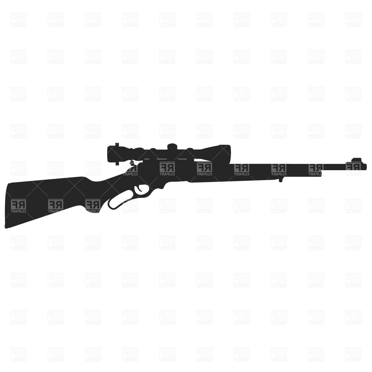 Unique Hunting Rifle Line Art Vector Design