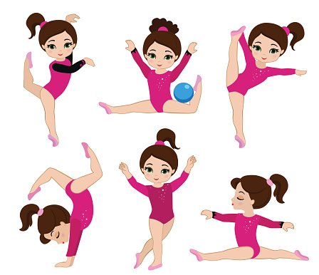 Gymnastics cute girls set