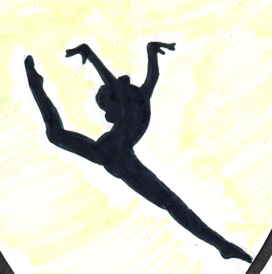 Gymnast silhouette leap.