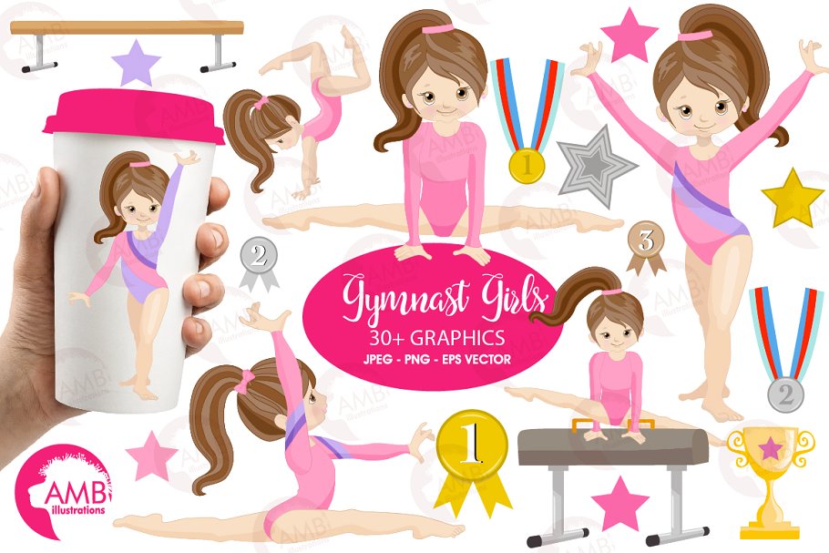 Gymnast Girls Clipart AMB