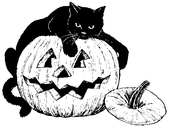 halloween clipart black and white cat