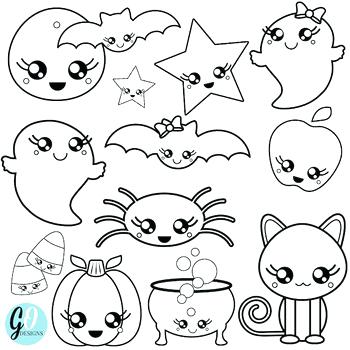 Cute halloween clipart black and white
