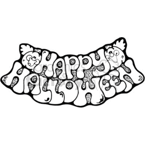 Black and white happy Halloween sign clipart