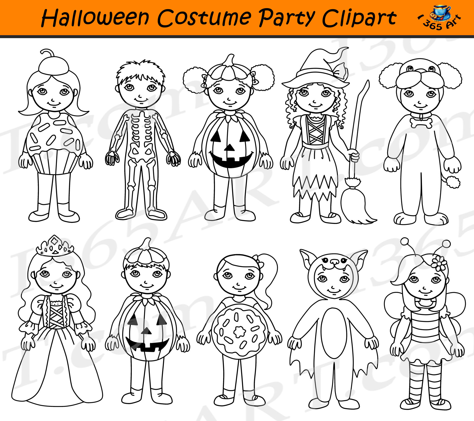 Halloween Costume Party Clipart Kids