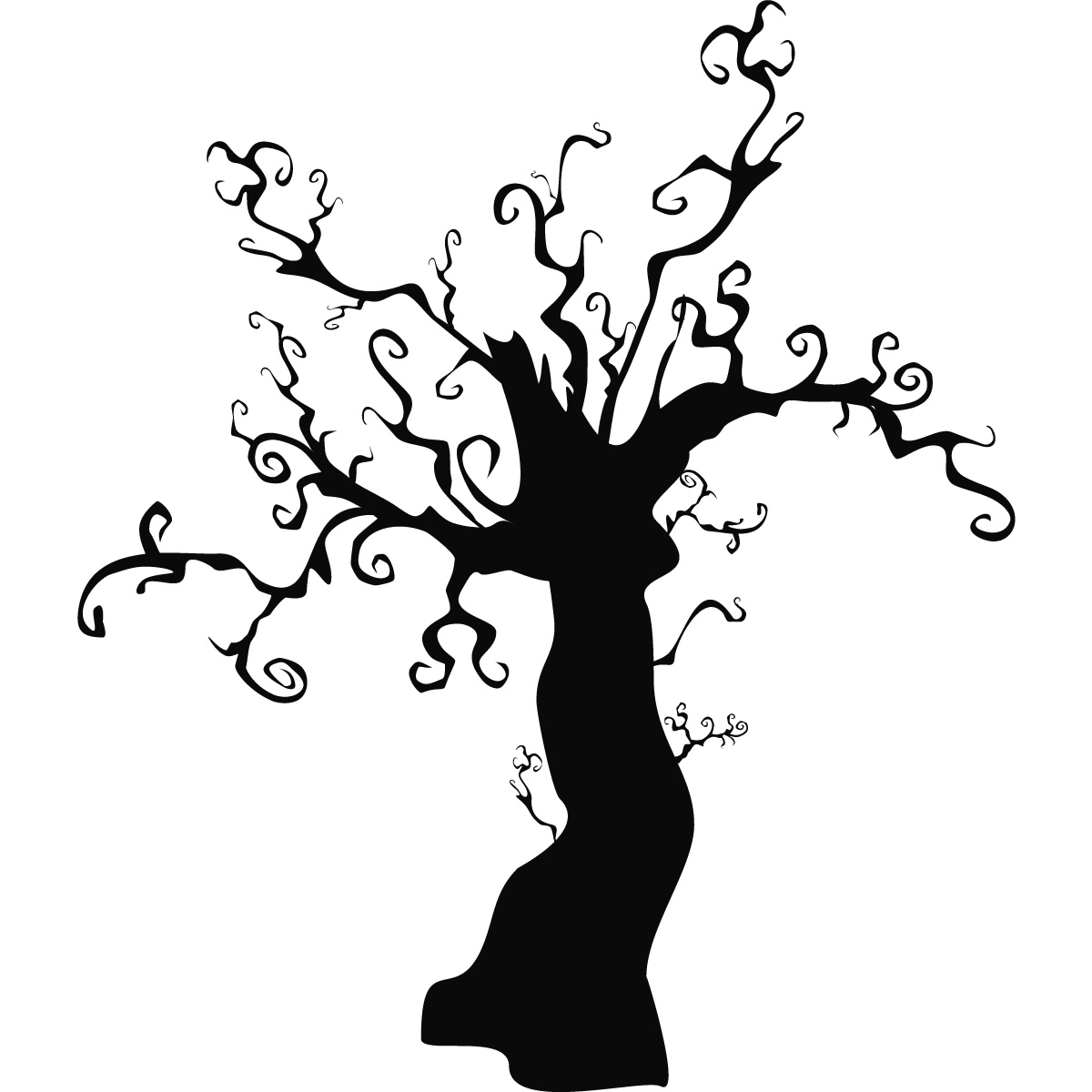 halloween clipart black and white tree