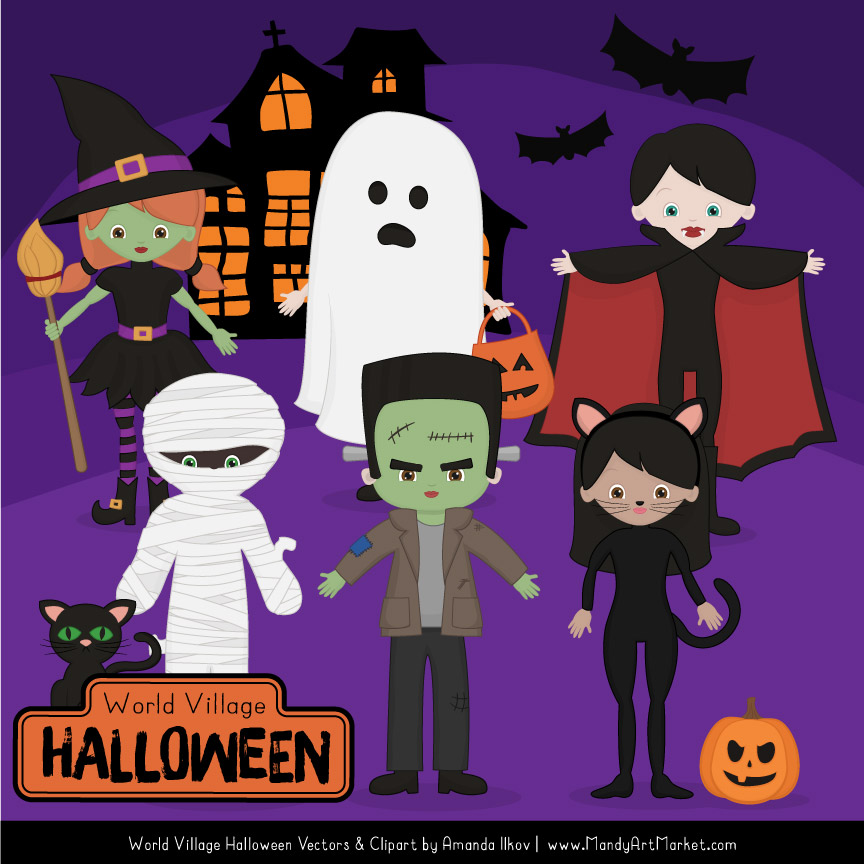 Spooky halloween characters.