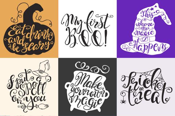 Halloween clipart Hand lettering clipart Halloween quote