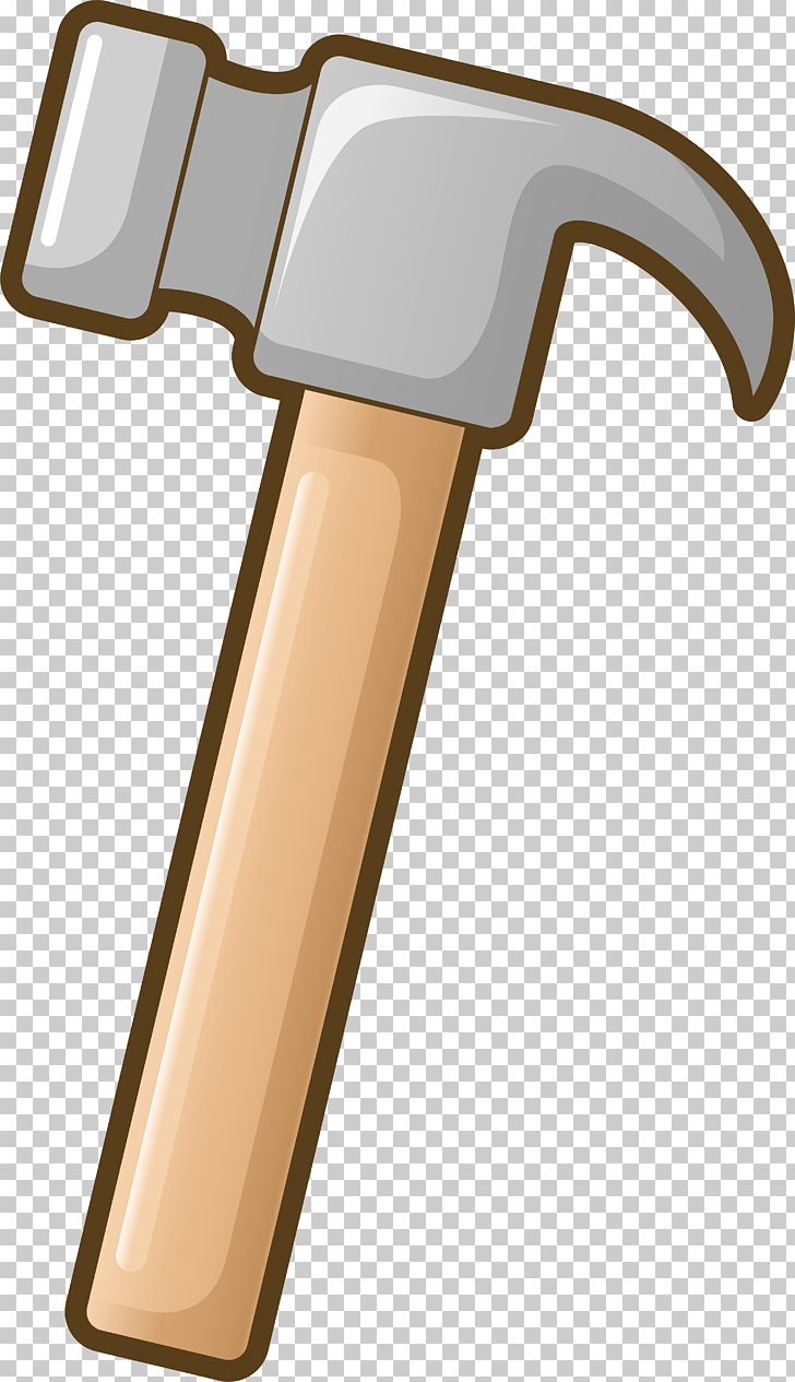 Hammer Tool Cartoon, Simple gray hammer, brown handled