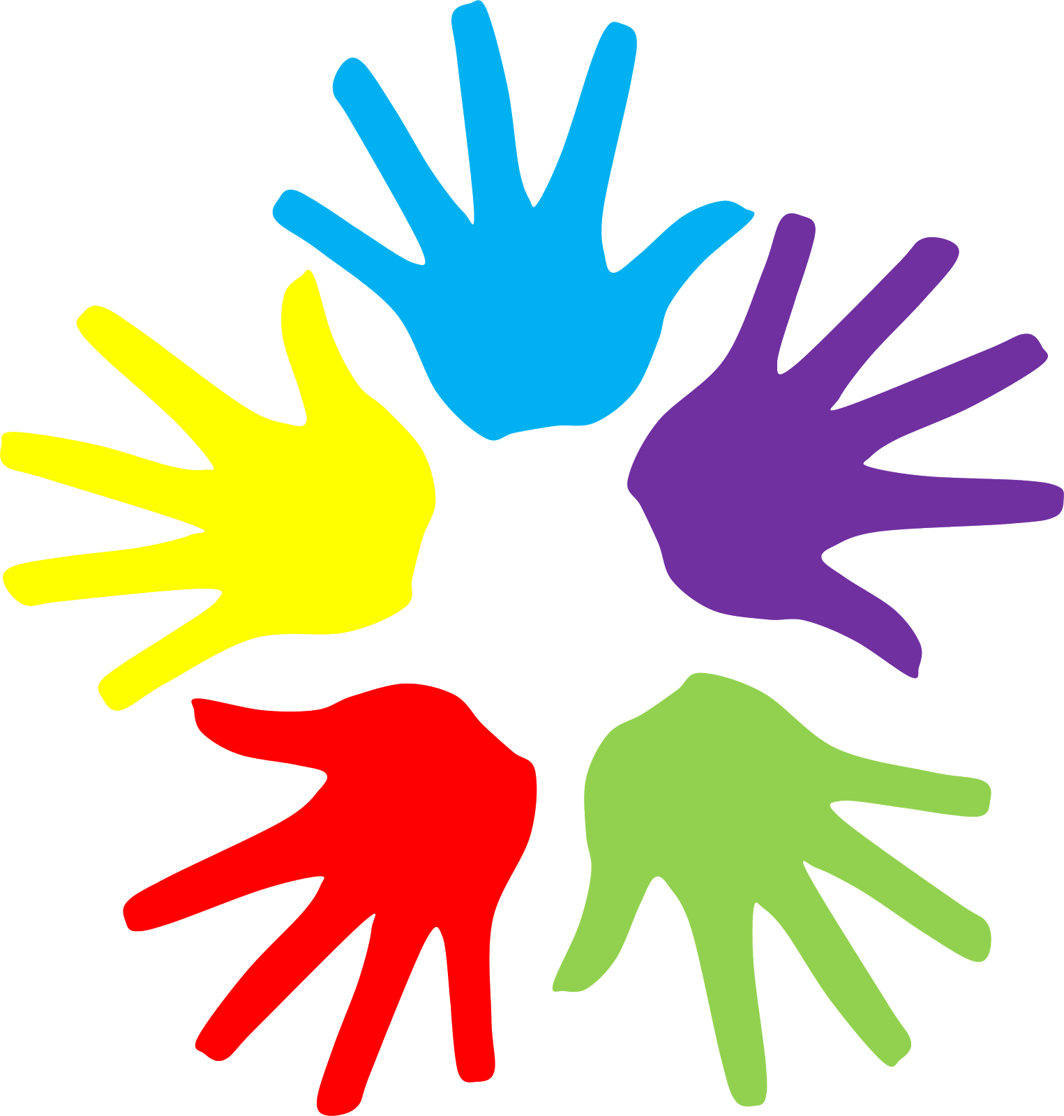 Colorful hands clipart.