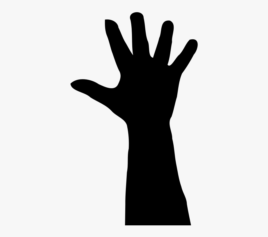 Raised hand silhouette.