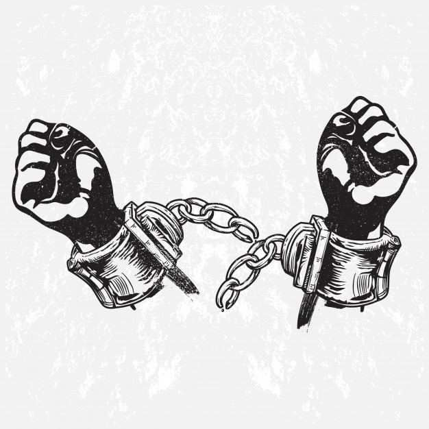 Broken handcuffs for freedom