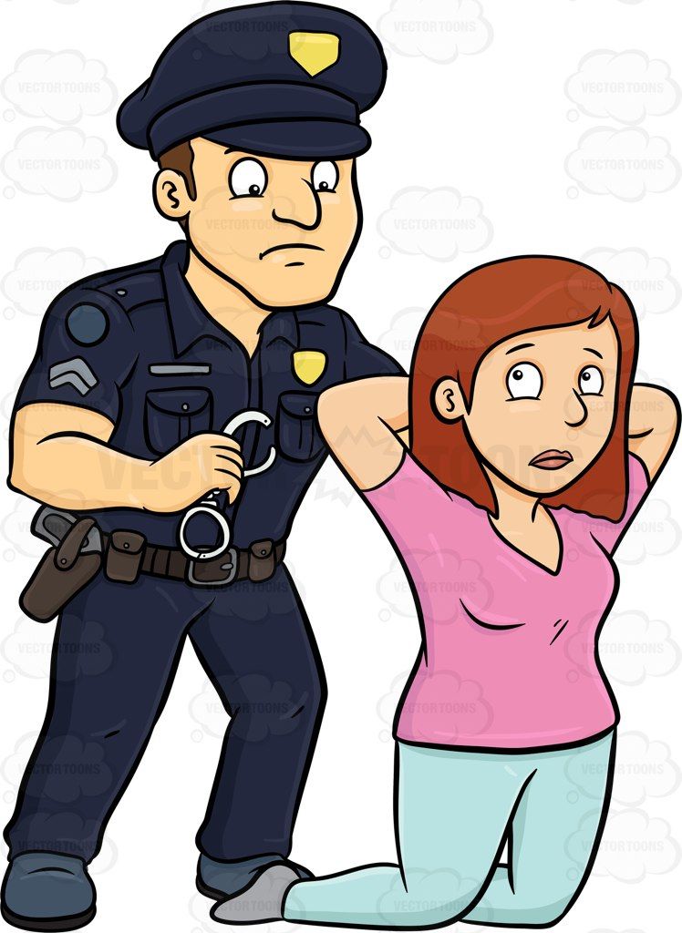 A policeman placing handcuffs on a woman