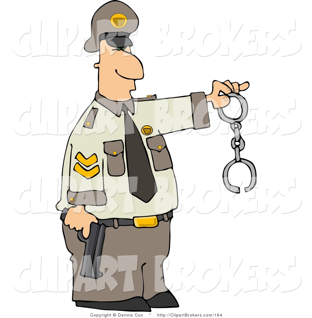Clip Art of a Police Officer Holding out Handcuffs by djart