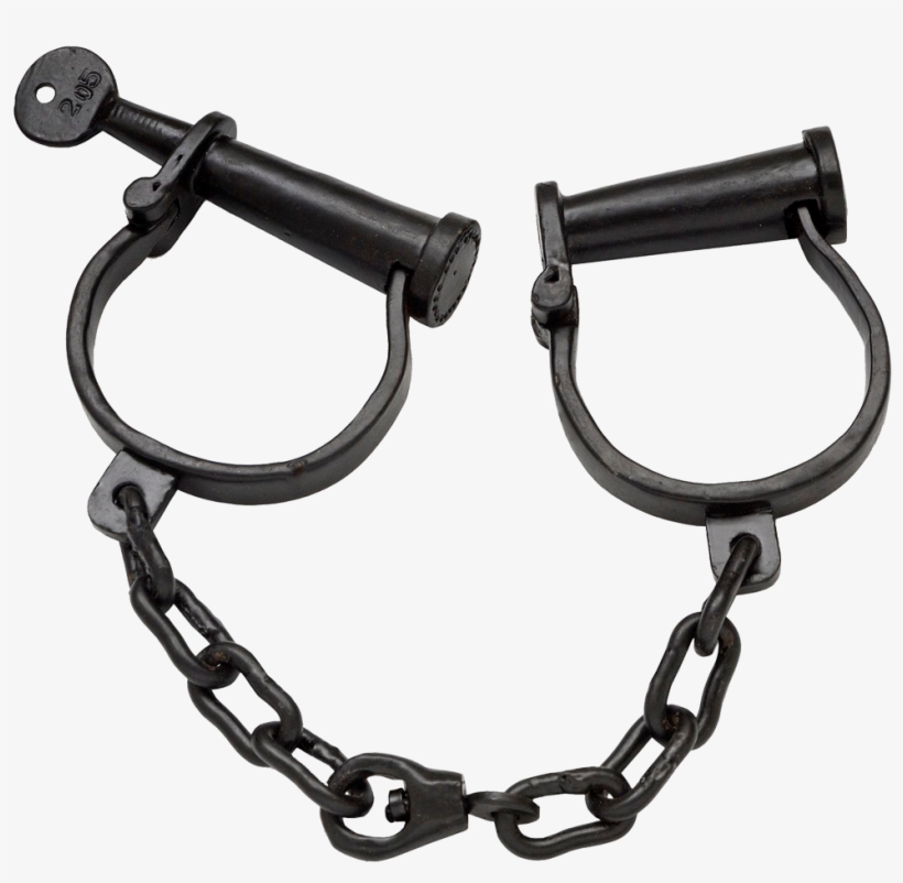 Handcuffs transparent hand.