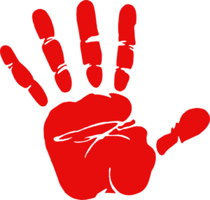Red hand print.