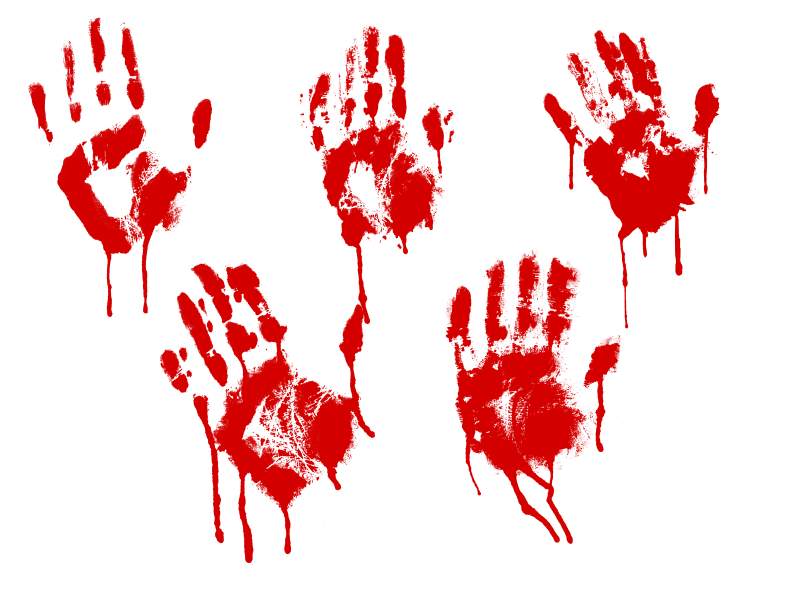 Red bloody handprint.