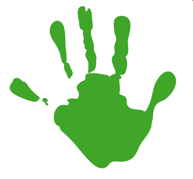 Green handprint panda.