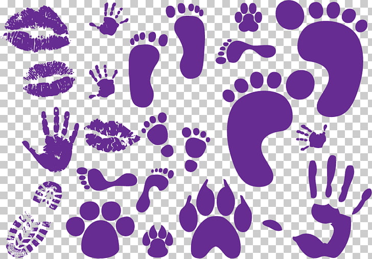 Footprint purple handprints.