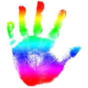 Rainbow handprint clipart.