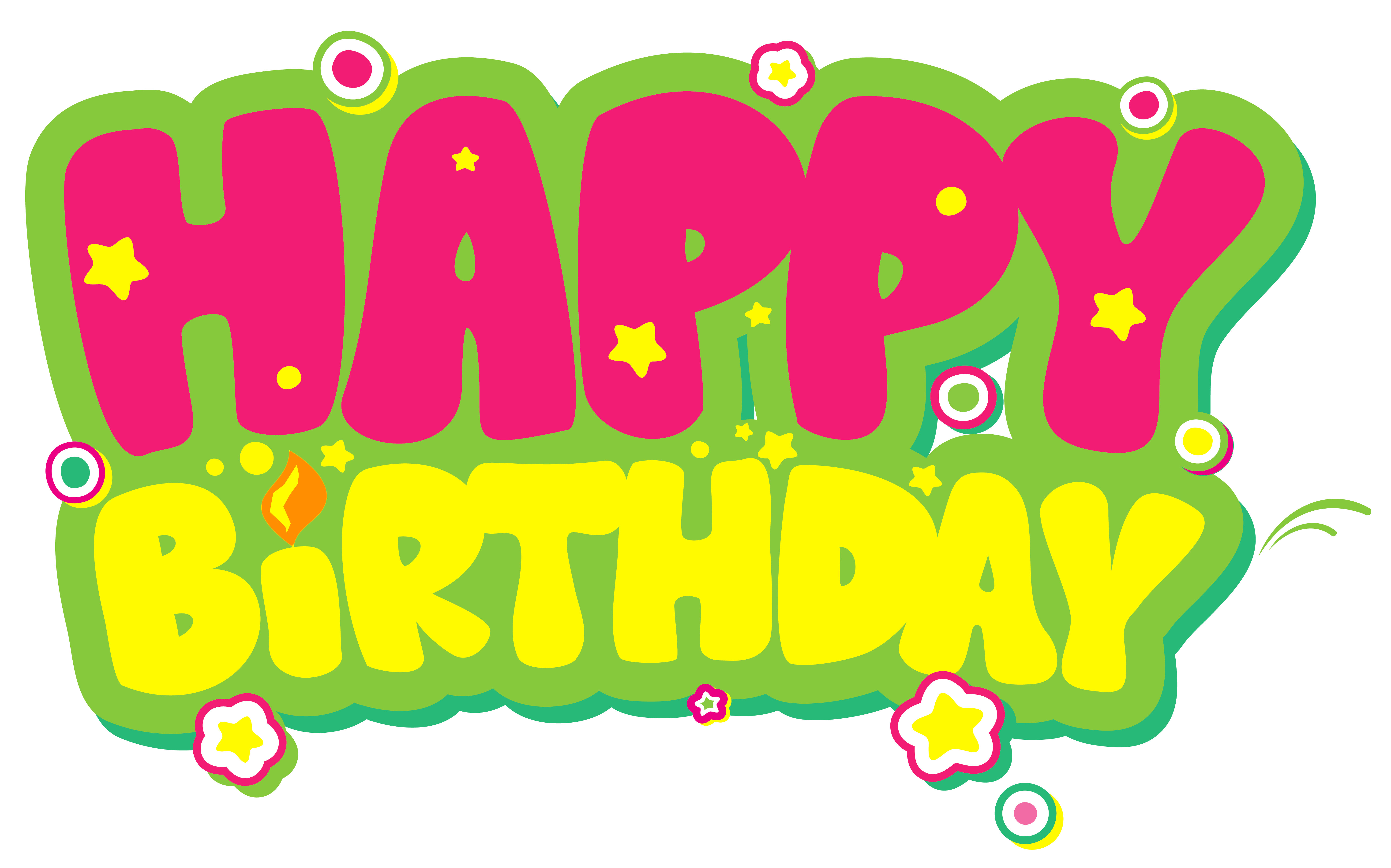 Yellow and Pink Happy Birthday PNG Clipart Picture