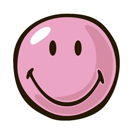 Round Pink Smiley Face Rug by