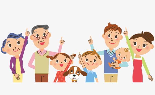 Cartoon happy family.