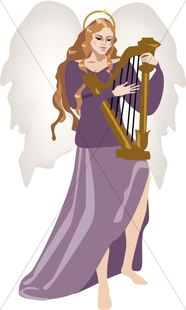 Angel with harp.