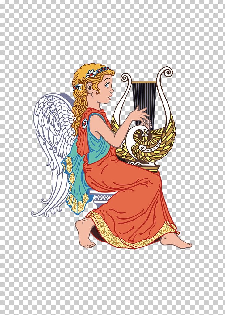 Angel Lyre Harp Illustration PNG, Clipart, Angel Wings, Art
