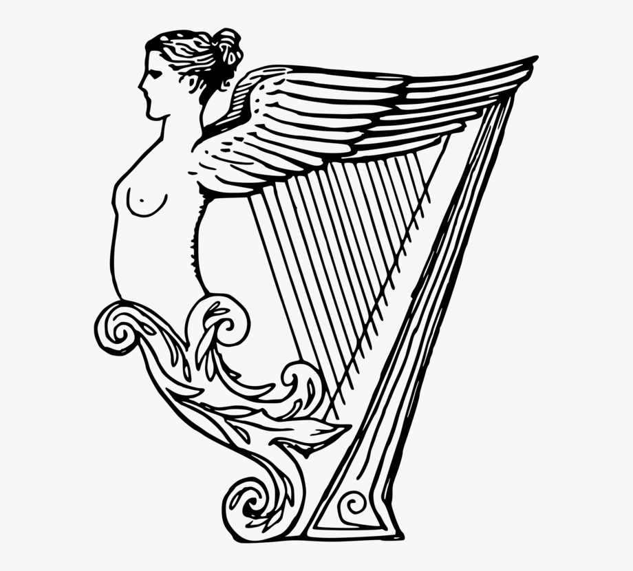 Celtic harp drawing.