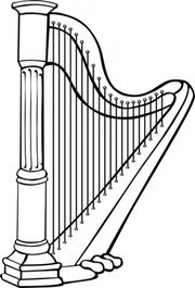 Harp clipart black and white