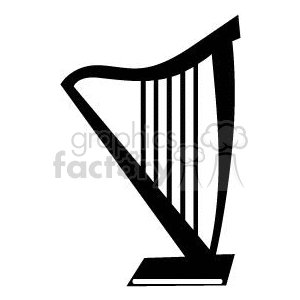 Black and white harp clipart