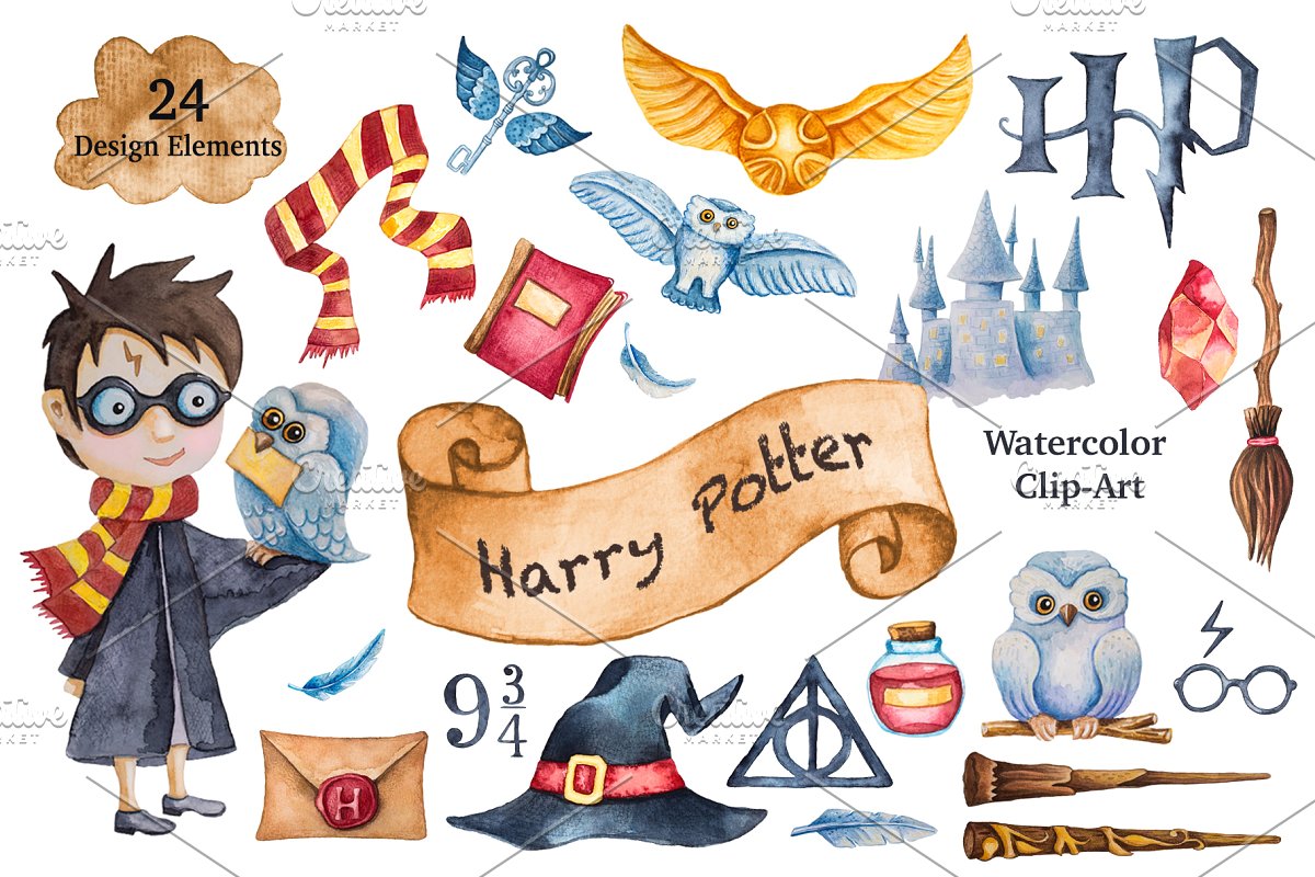 Harry Potter Watercolor Clip
