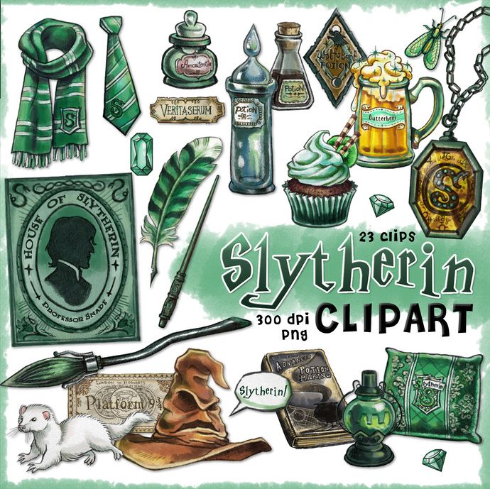Slytherin clipart, Harry Potter clipart, Harry potter party