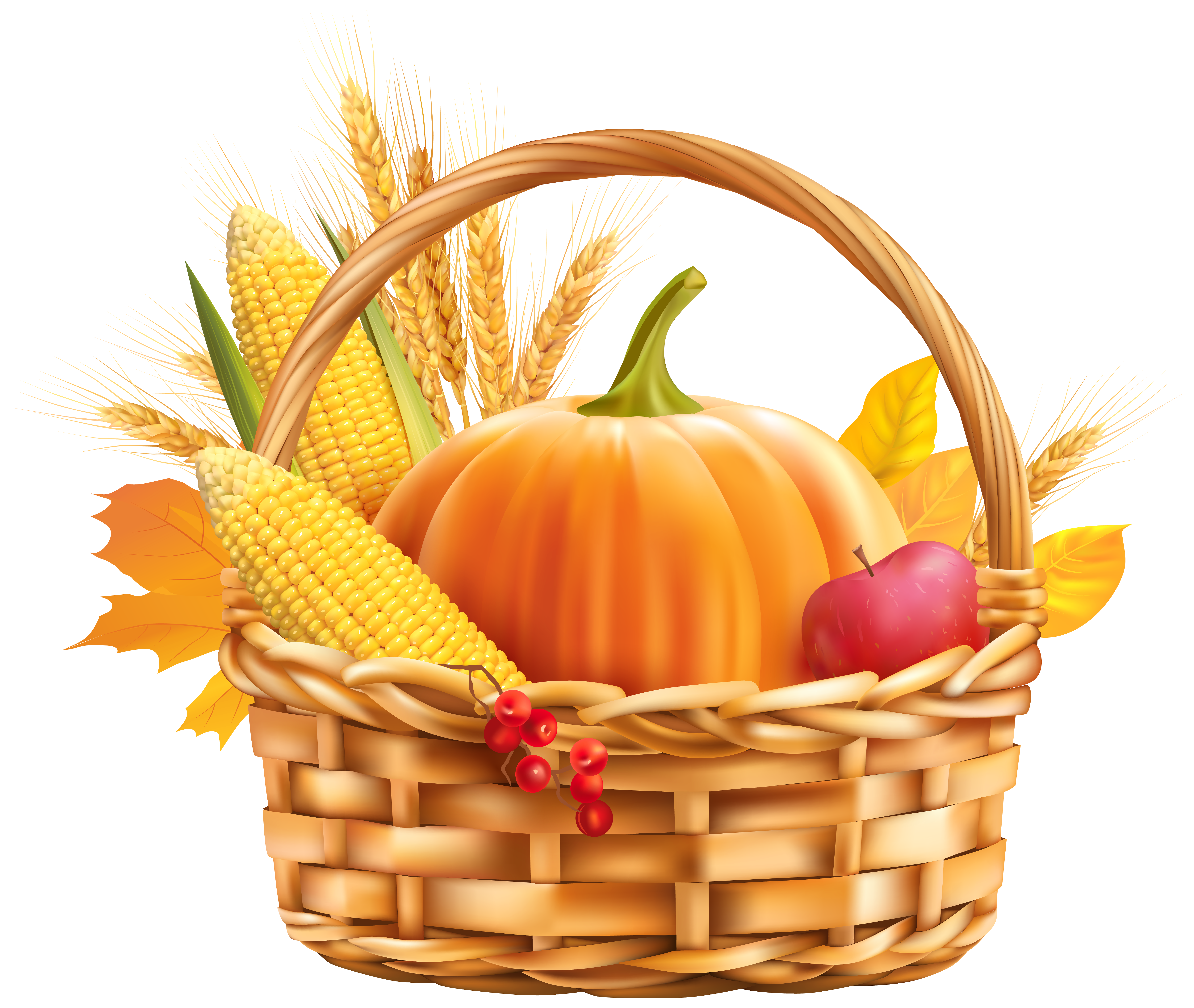 Autumn Harvest Basket PNG Clipart Image
