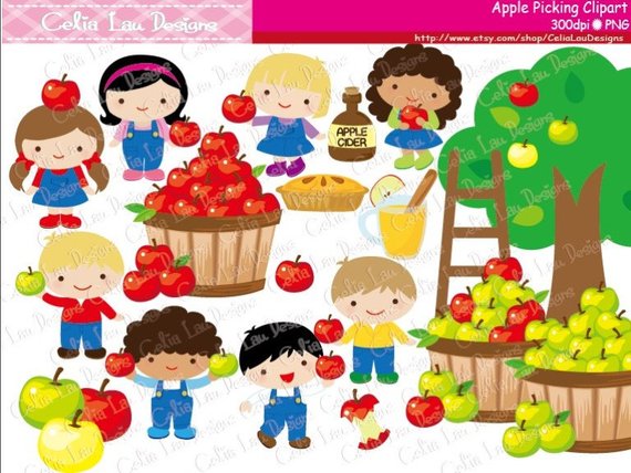 Apple picking clipart.