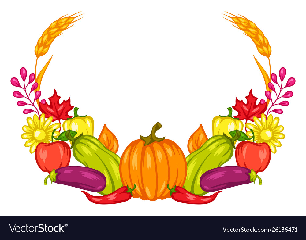 Harvest frame with fruits and vegetables